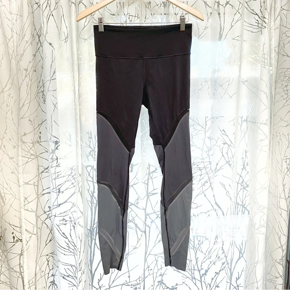 Lululemon Colour Me Ombre Tight black gray panel mesh detail high rise leggings - Picture 1 of 12